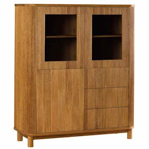 Buffet haut chêne rainuré 2 portes vitrées IENA